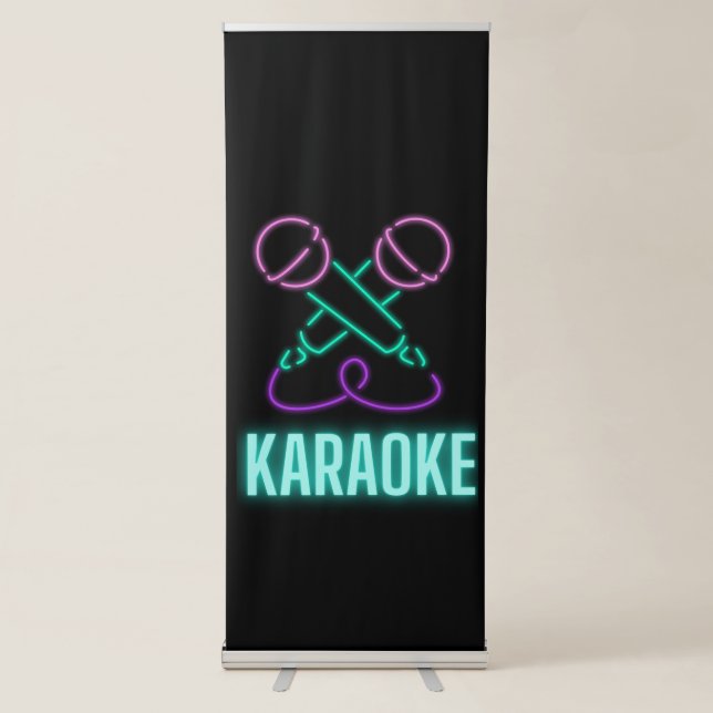 Neon Karaoke Mics and Text   Retractable Banner (Front)