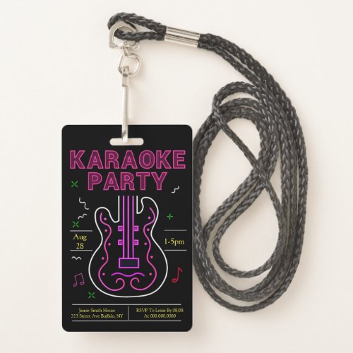 Neon Karaoke Party Badge