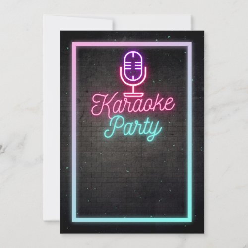 Neon Karaoke Singing Birthday Party Invitation 