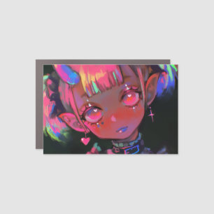 Neon Kawaii Demon Girl Pastel Goth Car Magnet