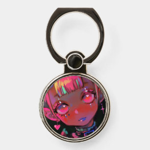 Neon Kawaii Demon Girl Pastel Goth Phone Ring Stand