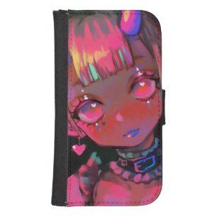 Neon Kawaii Demon Girl Pastel Goth Galaxy S4 Wallet Case