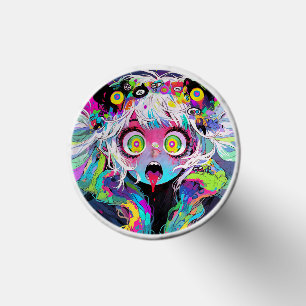 Neon Kawaii Shockwave: Psychedelic Anime Girl Golf Tees