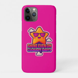 Neon Kawaii Star – “Shine Even on Cloudy Days” iPhone 11 Pro Case