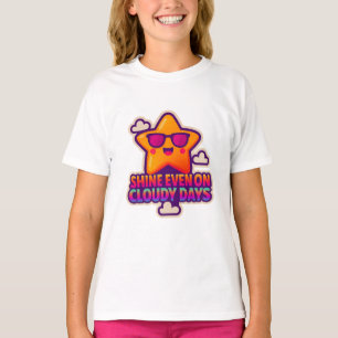 Neon Kawaii Star – “Shine Even on Cloudy Days” T-Shirt