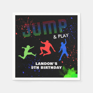 Neon Kids Trampoline Park Birthday Party Napkins