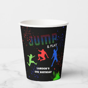Neon Kids Trampoline Park Birthday Party Paper Cups