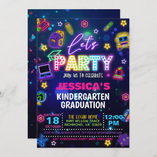 Neon Kindergarten/PreK/Preschool Graduation Invitation