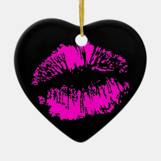 Neon Kiss Ceramic Ornament (Front)