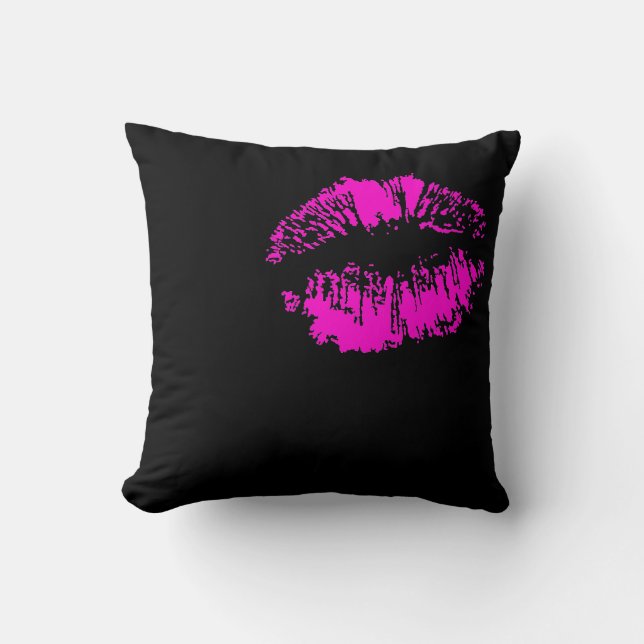 Neon Kiss Throw Pillow (Front)
