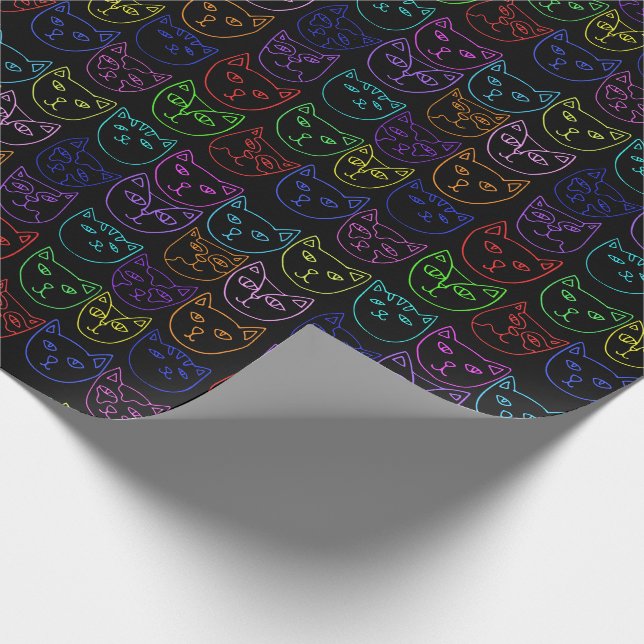 Neon Kitties Wrapping Paper (Corner)
