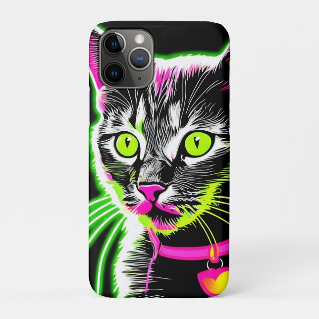 Neon Kitty Feline Art Case-Mate iPhone Case (Back)