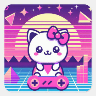 Neon Kitty Square Sticker