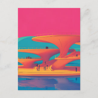 neon lagoon sunset neon futurist park floating pla postcard