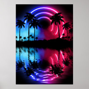 Neon landscape: Palms & Ark Poster
