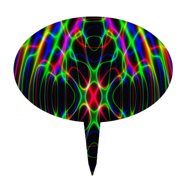 Neon Laser Light Psychedelic Abstract Cake Topper (Front)