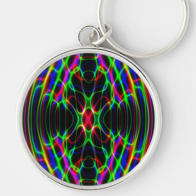 Neon Laser Light Psychedelic Abstract Keychain (Front)