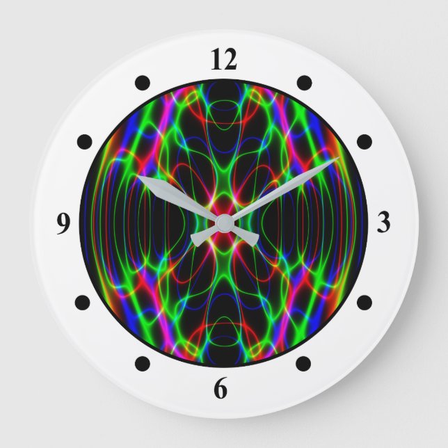 Neon Laser Light Psychedelic Abstract Large Clock (Front)