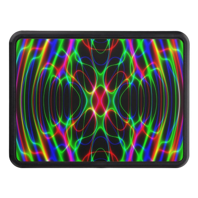 Neon Laser Light Psychedelic Abstract Tow Hitch Cover (Front)