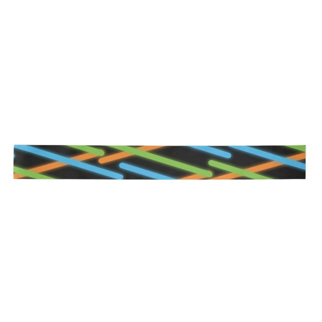 Neon Laser Orange Blue Green Satin Ribbon (Front)