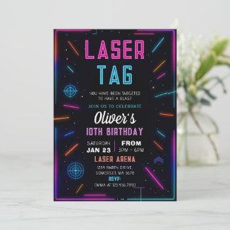 Neon Laser Tag Birthday Invitation