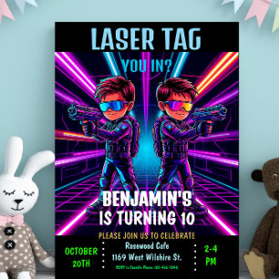 Neon Laser Tag Birthday Party Invitation