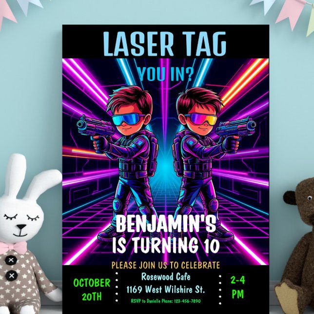 Neon Laser Tag Birthday Party Invitation  (Creator Uploaded)