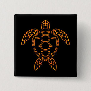 Neon Lava Sea Turtle Design Button