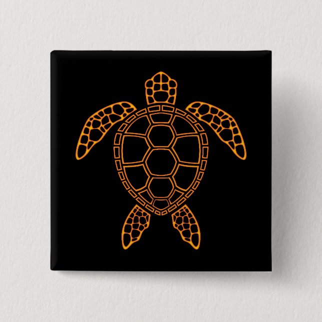 Neon Lava Sea Turtle Design Button (Front)