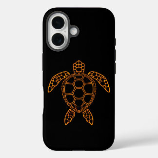 Neon Lava Sea Turtle Design iPhone 16 Case