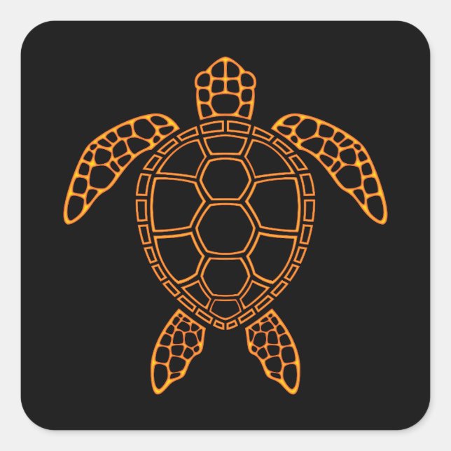 Neon Lava Sea Turtle Design Square Sticker (Front)
