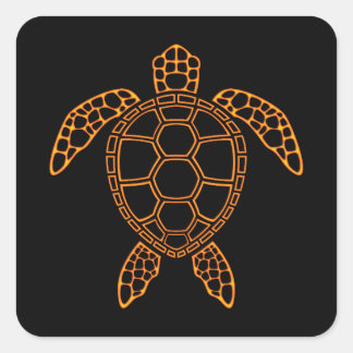 Neon Lava Sea Turtle Design Square Sticker