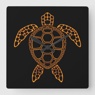 Neon Lava Sea Turtle Design Square Wall Clock