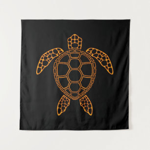 Neon Lava Sea Turtle Design Tapestry