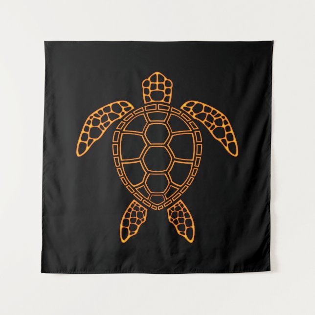 Neon Lava Sea Turtle Design Tapestry (Front)