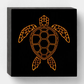 Neon Lava Sea Turtle Design Wooden Box Sign