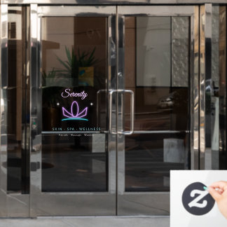Neon Lavender Lotus Spa Skin Care Wellness Logo Window Cling