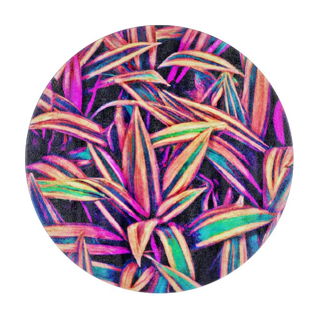 Neon Leaf Patterns Unveiled Cutting Board (Front)