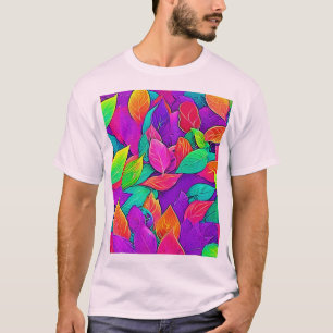 Neon Leaves: Cartoon Flow T-Shirt