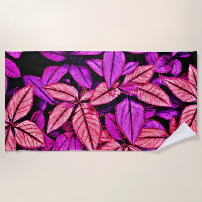 Neon Leaves Wonders Beach Towel (Front)