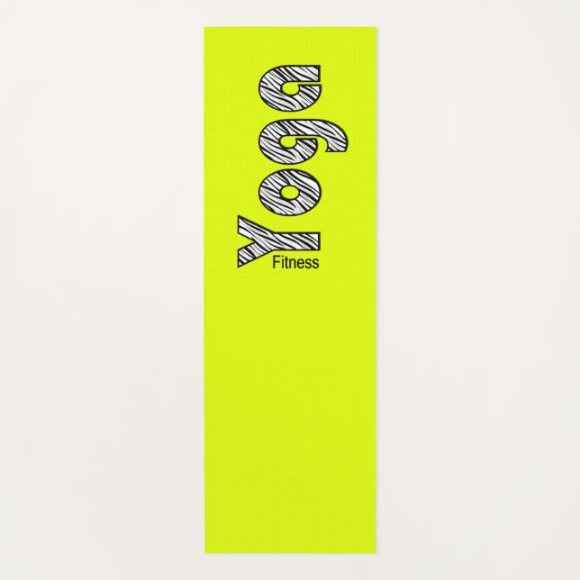 neon lemon green yoga pattern tiger lettering mat (Front)