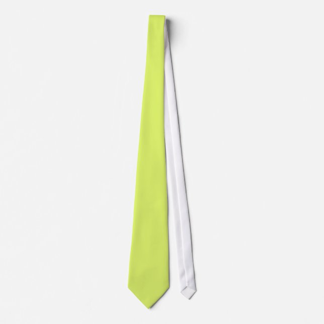 Neon Lemon Lime Green Solid Trend Color Background Tie (Front)
