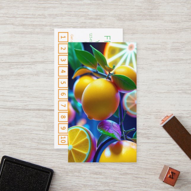 Neon Lemons Limes loyalty punch card (Front/Back In Situ)