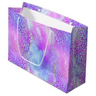 Neon Leopard Agate Glam Abstract Stone Pattern Large Gift Bag