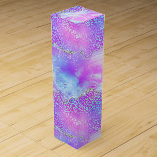 Neon Leopard Agate Glam Abstract Stone Pattern Wine Box