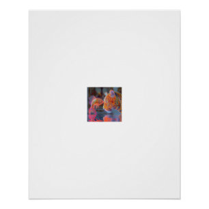 Neon Leopard and Fish Portrait Poster