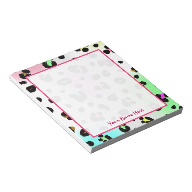 Neon Leopard Personalized Notepad (Angled)