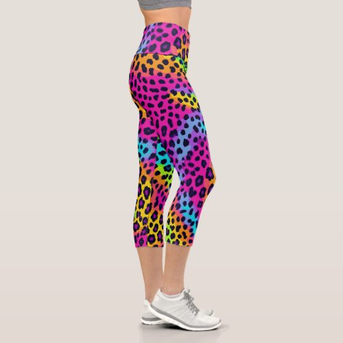 Neon Leopard Print Capri Leggings