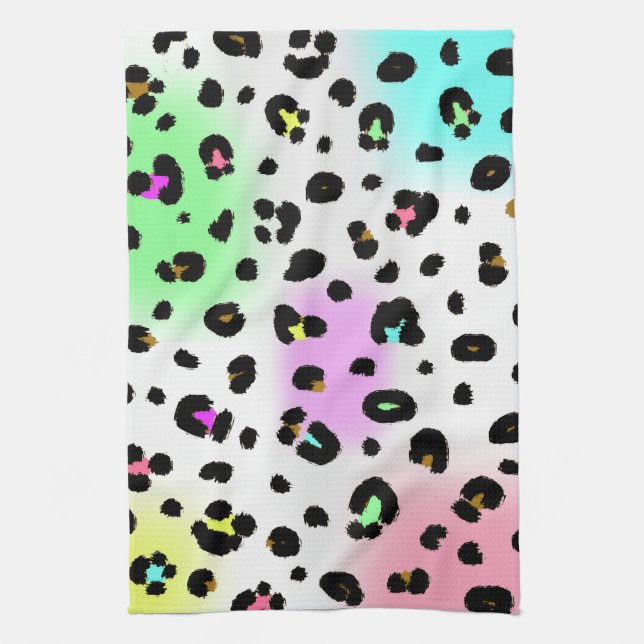 Neon Leopard Print Kitchen Towel (Vertical)