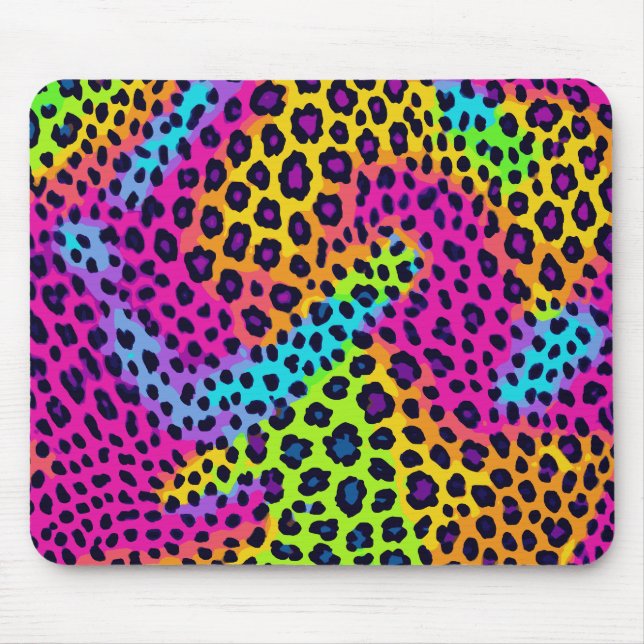 Neon Leopard Print Mouse Pad (Front)